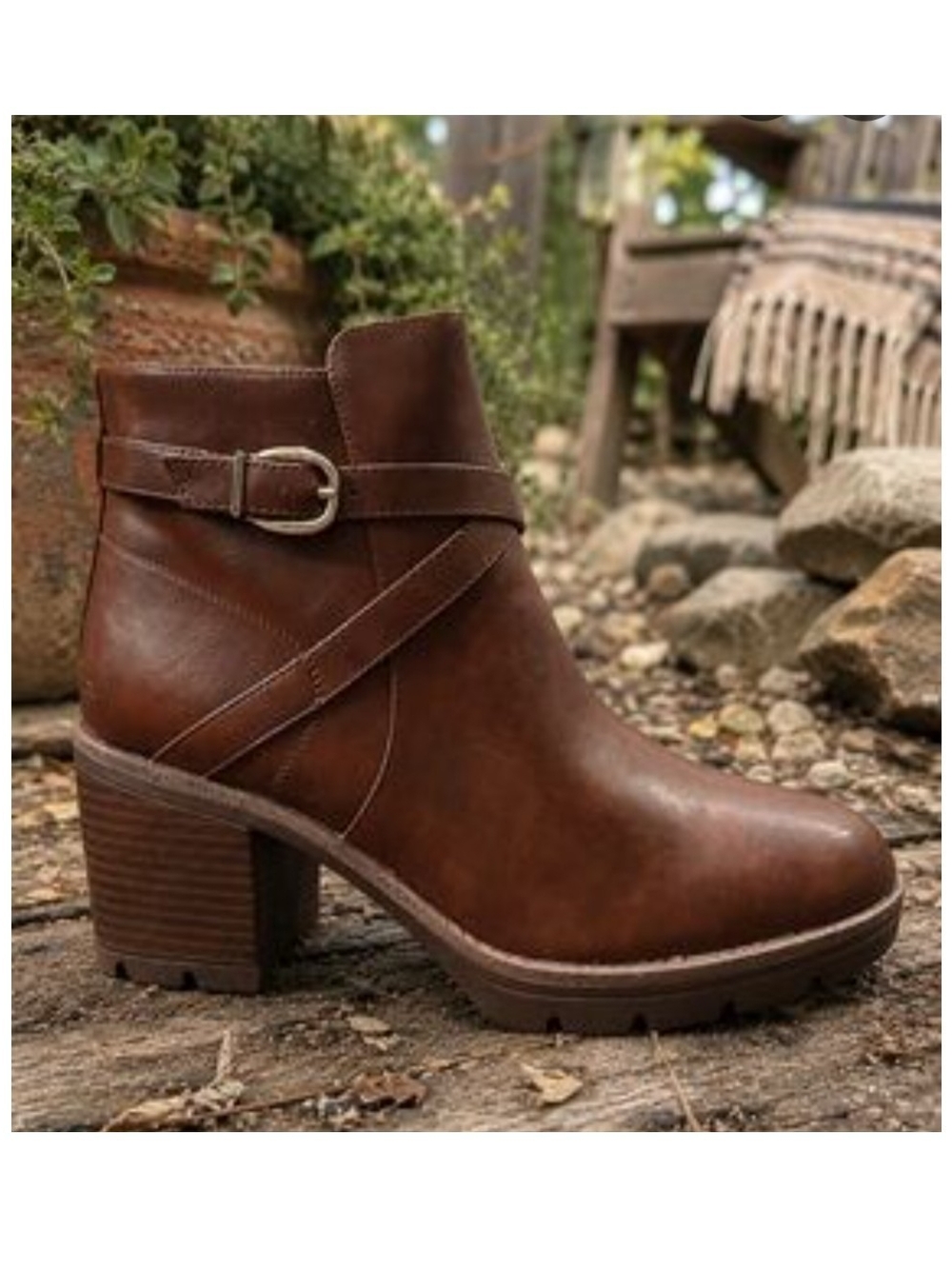Naturalizer Brown Leather Buckle Strap Ankle Booties